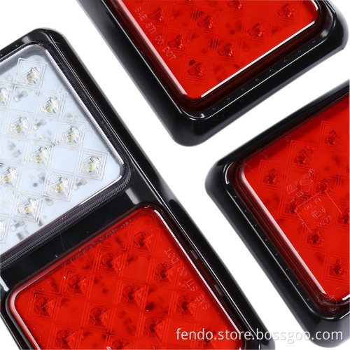 Universal Truck Light: Amber Yellow & White 12W LED Rear Stop Reverse Turn Tail Light (10-30V)